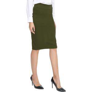 Urban CoCo Women's Elastic Waist Stretch Bodycon Midi Pencil Skirt (XX-Large, Army Green)