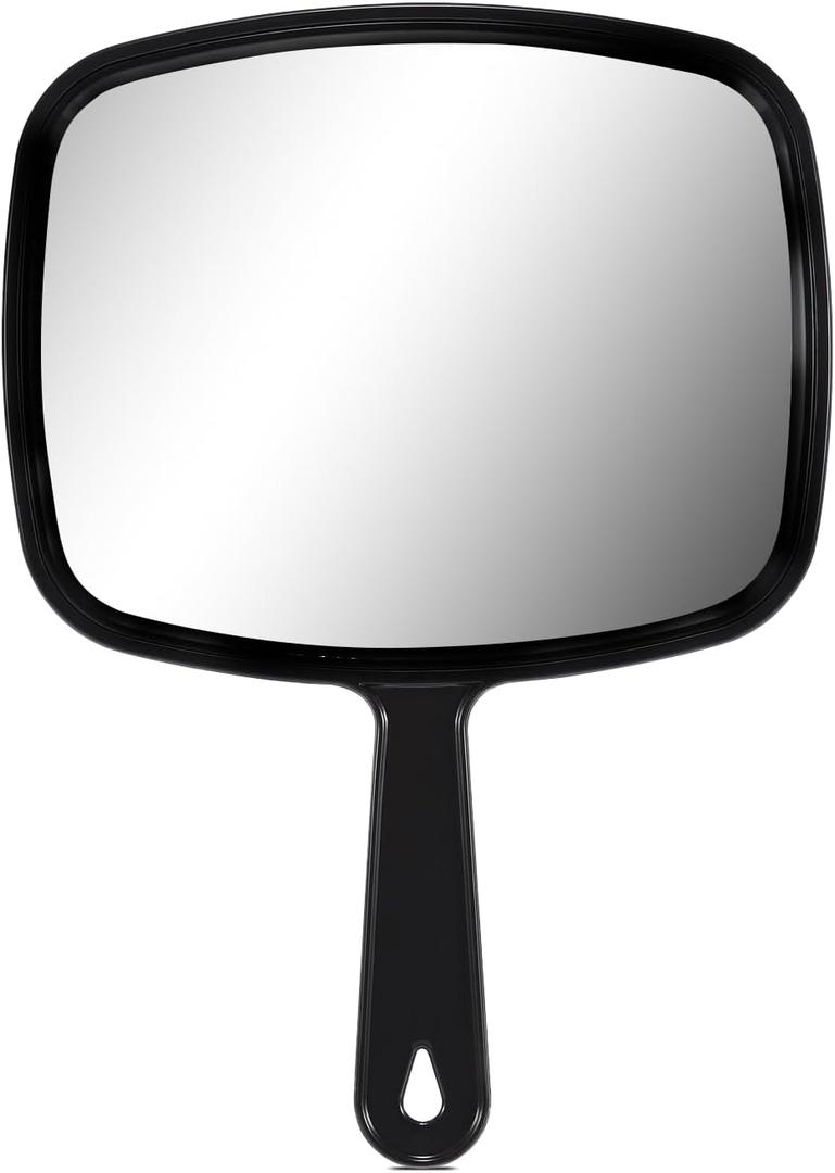 OMIRO 10.3" L x 7.4" W Hand Mirror, All Black Handheld Mirror with Handle