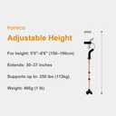 Stand by Me Walking Cane for Elderly and Disabled, Adjustable with Soft Cushioned Handle, Portable Lightweight, Collapsible, Extra Standing Support Platform, Wide Footpad