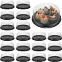 Nuanchu 24 Pieces 8 Inch Disposable Cake Containers with Lids Plastic Serving Tray Clear Platters with Clear Lids Round Disposable Cake Holder for Storing Party Takeout Food Catering Display
