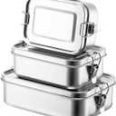 Umigy 3 Pcs Stainless Steel Food Containers 550/850/1000ml Metal Bento Lunch Box Stainless Steel Food Storage Containers, Lockable Clips to Leak Proof, Reusable Dishwasher Snack Boxes for Work
