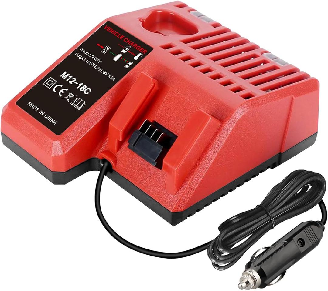 for M12 & for M18 Multi Voltage Car Charger for Milwaukee 12V-18V Lithium Ion Battery 48-59-1812 48-11-2420 48-11-1815 48-11-1840 48-11-1841 48-11-1850
