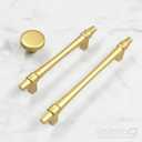 Alzassbg 6 Pack Matte Gold Cabinet Knobs, 1-1/4 Inch Diameter Round Kitchen Knobs for Cabinets and Drawers AL6104MGP (Single Hole Knobs)