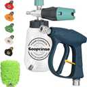 Sooprinse Short Pressure Washer Gun with Foam Cannon, High Pressure Washer Gun Snow Foam Lance with 1/4 Inch Quick Connector, 5 Nozzle Tips with Car Wash Mitt, 3000 PSI, 1 Liter (Dark Green + Grey Mint Green)