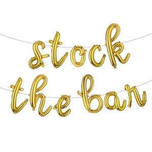 STOCK THE BAR Balloons Bannner Multicolor optional Party Decorations Sign (L STOCK THE BAR Gold)