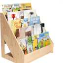 GENMOUS Montessori Bookshelf for Kids Room, Wooden Toddler Bookshelf with Chalkboard,Baby Book Shelf Bookcase for Nursery Playroom Classroom Reading Nook