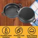 2 Pack Small Cast Iron Skillet, 7 x 7 x 1.7 Inch Small Cast Iron Frying Pan with Handle, Pre-Seasoned Cast Iron Skillet Set, Black Casserole Dish for Kitchen, Indoor, Outdoor, Picnic