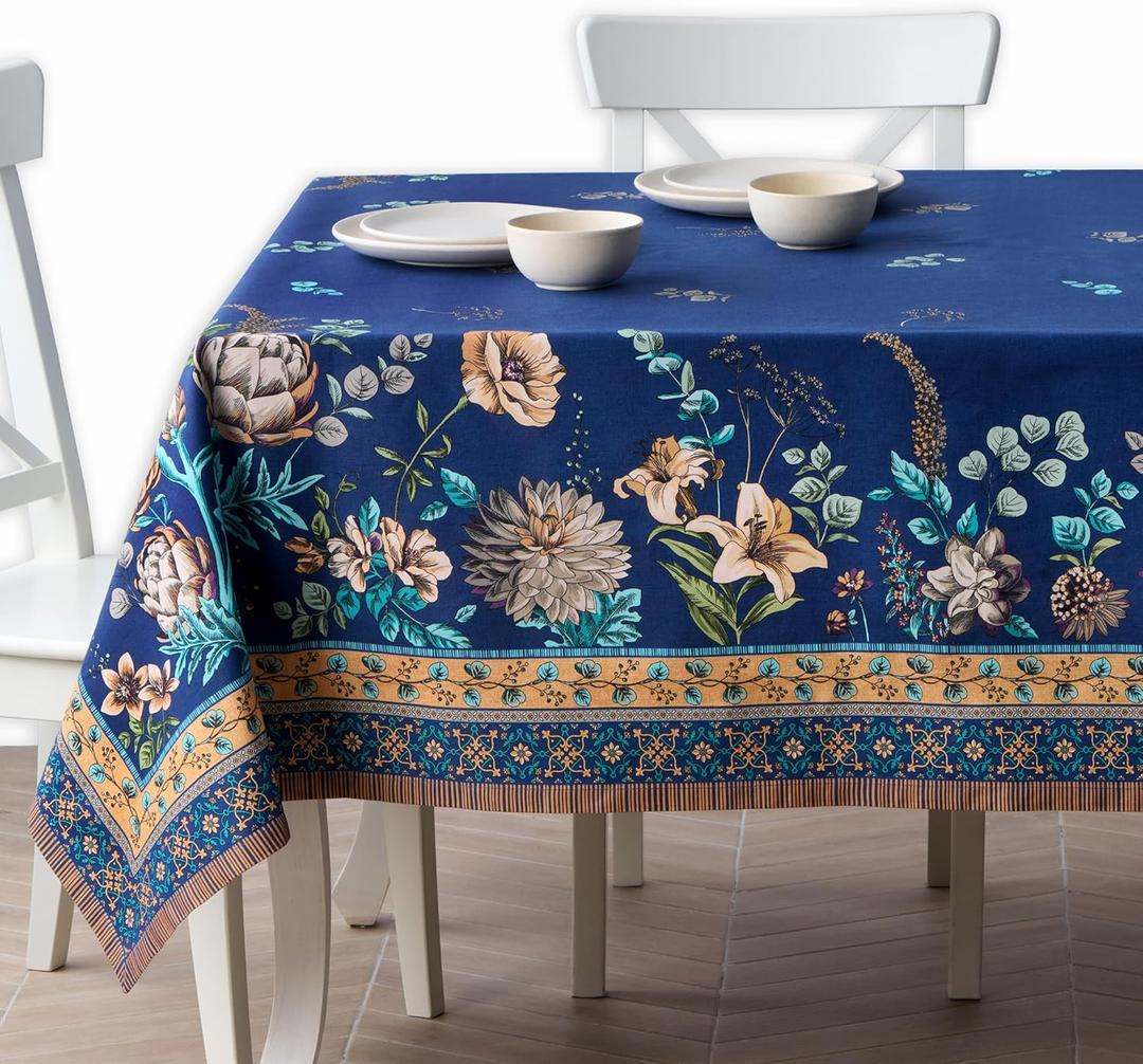 Maison d' Hermine Premium Table Cloth Rectangle Table 100% Combed Cotton 140 x 70 Inches Tablecloth Reusable Decorative for Dining Room, Farmhouse, Home, Party, Festive & Wedding - Artichoke