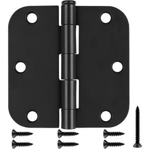 Estmoon 30 Pack Matte Black Door Hinges, 3.5 x 3.5 Inch, 5/8" Radius Rounded Interior Hinges, 6 Holes, Modern/Industrial Style, Iron Material