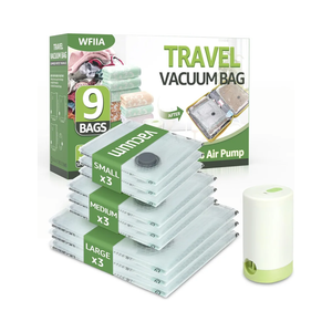 Vacuum Bags for Travel with Rechargeable air Pump, 9 Packs of 3 Sizes Vacuum Seal Bags for Clothing (9 Combo Set)