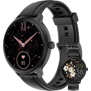 Smart Watches for Women Men 1.27" HD Fitness Tracker with Heart Rate/Sleep/Step/SpO2 Monitor, IP68 Waterproof Watch for Android iOS (Black)