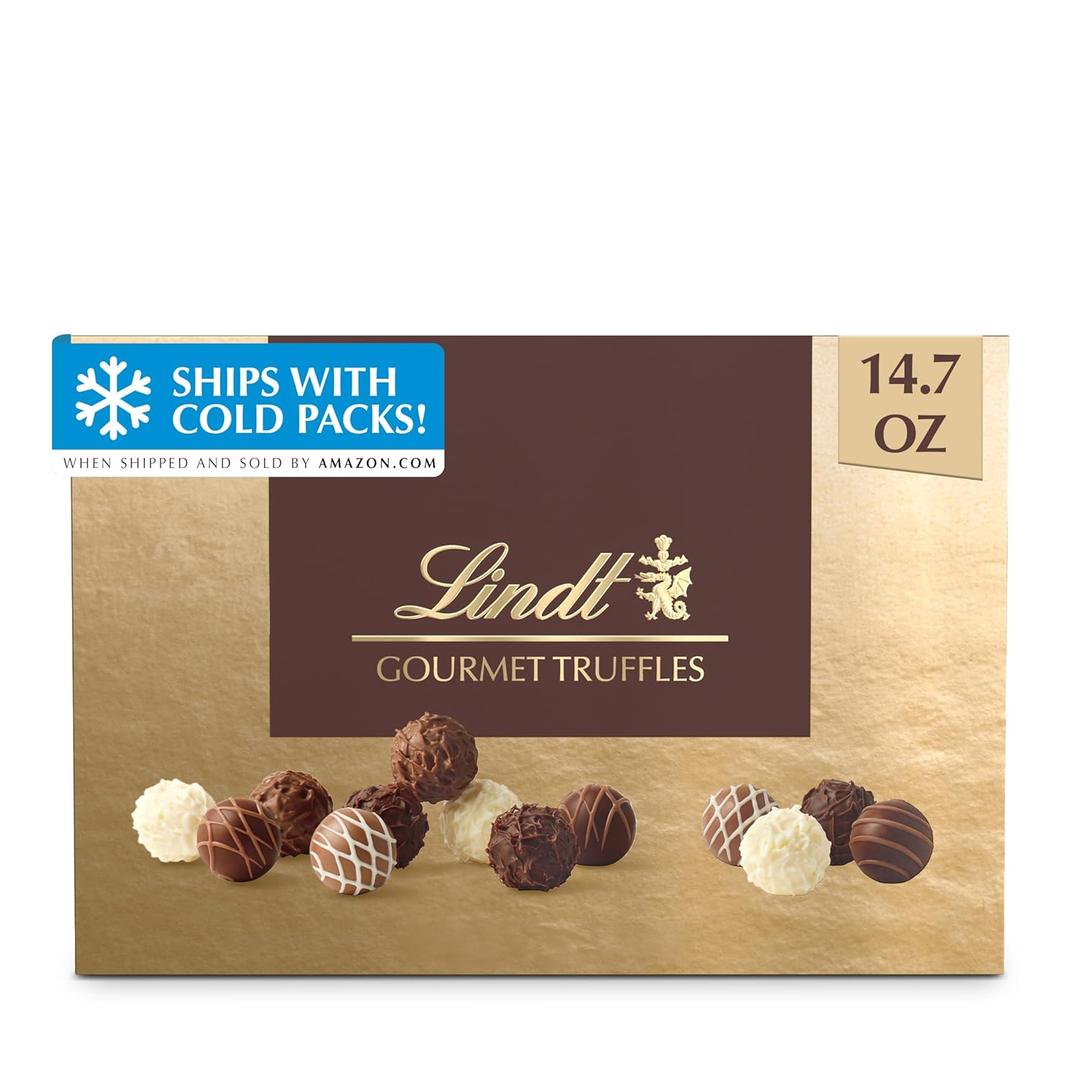 Lindt Gourmet Truffles Chocolate Candy Truffles, Assorted Chocolate Truffles, Great For Gift Giving, 14.7 oz. Gift Box (EXP 08/12/26)