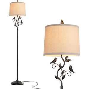 RORIANO 63" Rustic Leaf Floor Lamp for Living Room, Unique Bird Tall Standing Lamp with Rotary Switch, Vintage Floor Lamps for Bedroom Study Room, Bulb Included