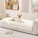 Waterproof Dog Bed Cover Non Slip Couch Covers for Dogs Washable Soft Faux Fur Sofa Cover Couch Covers for 3 Cushion Couch Sofa Pet Friendly (Off White) (36" x 95" 1 Pack)