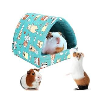 Cozy Cotton Tent for Small Animals - Guinea Pig Hideout, Hamster Bed, Portable House for Chinchillas, Rats, Hedgehogs (6.8"x7.4") (Blue)