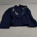 MYMORE Womens Rhinestone Fringe Button Down Shirt Rolled 3/4 Sleeve Sparkly Top Concert Nashville Western Cowgirl Outfit (XX-Large, E_navy Blue)