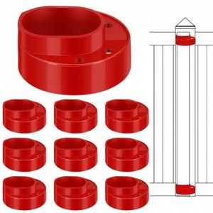 Threlaco 10 Pack Ultra Durable Vinyl Fence Post Donut Heavy-Duty 2-3/8" Steel Post to 5" Vinyl Stabilizer Adapter for Fence Installation Meets 0.150" Wall Thickness (Red)