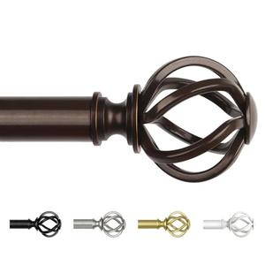 Bronze Curtain Rods for Windows 72 to 144 Inch, USFOOK 7/8 Inch Heavy Duty Long Curtain Rod, Telescoping Splicing Drapery Rods with Twisted Cage Finials