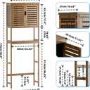 SMIBUY Bathroom Storage Shelf with Cabinet, Bamboo Over-The-Toilet Organizer Rack, Freestanding Toilet Space Saver with 3-Tier Adjustable Shelves (Walnut), 10.63"D x 25.4"W x 68.9"H