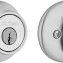 Kwikset 660 Deadbolt Lock, Satin Chrome Round Exterior Keyed Front Entry Door, Single Cylinder Dead Bolt
