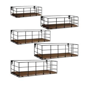 Fixwal Hanging Floating Shelves, 5 Sets of Mounted Shelves for Storage, Wall Shelf for Bathroom, Living Room, Bedroom, Kitchen (Carbon Black)