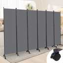Room Divider 6 Panel Room Dividers/Wheels, Fabric Room Divider Panel for Office Room Partitions and Dividers, Portable Partition Wall Divider for Room Separation, Flexible Privacy Screen Indoor