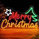 MissAudrey Merry Christmas Neon Sign,Lighted Christmas Sign for Christma Tree Wall Christma Party, USB Powered Dimmable Neon Sign Decorations for Home Bar Salon Coffee Stores Porch Front Door