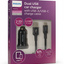 Philips Dual USB Car Charger w/USB-A/USB-C (DLP6202C/37)