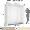 ULIFHOME E3C White Clothes Rack with Beige Cover, Heavy Duty Freestanding Garment Rack, Metal Closet System Storage Organizer for Clothing, Holds up to 850 lbs, 59.5" W x 16.5" D x 77.4" H