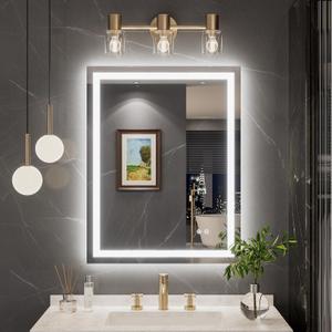 TokeShimi 28x36 LED Mirror for Bathroom,Backlit + Front lit,LED Bathroom Mirror with Lights,Anti-Fog Backlit Mirrror with Tempered Glass,Waterproof,Memory Function,Shatterproof,UL Listed