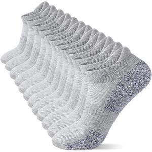 Cotton Cushioned Low Cut Running Socks for Men & Women, Ankle Socks Light Grey 6 Pairs Arch Support Breathable (Light Grey, M(6.5-9)