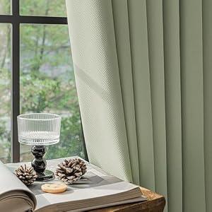 FMFUNCTEX 100% Blackout Curtains for Bedroom, Sage Green Curtain 108 Inches Long Drapery Thermal Insulated Curtains for Living Room, Black Out Drapes Rod Pocket Room Darkening 2 Panels