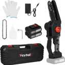 Weytoll Weytoll Cordless Mini Chainsaw, 6-INCH Electric Power Chainsaw, Battery Powered 68VF Rechargeable Battery with Splash Guard for Wood Cutting Tree Trimming Gardening Camping