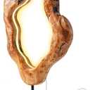 LAPTAIN LED Wood Table Lamp, Irregular Bedside Lamp with Dimmable, Creative Home Decor Table Lamp, Bedside Night Light for Bedroom, Living Room, Large