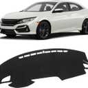 KUST Black Dash Cover Mat for Honda Civic 2016-2021 (Hatchback/Sedan/Coupe) Polyester Non-Slip Dashboard Cover Interior for Civic Accessories Sunshade Windshield Glare