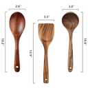 Wooden Kitchen Utensil Set, 100% Natural Teak Kitchen Utensils, Spatula, Soup Spoon, Salad Spoon, Wooden Cooking Utensils Set with S Hooks, Wood Spoons For Cooking (3 Packs)