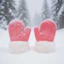 Kids Toddler-Winter-Knit-Mittens Warm Thick Fleece Snow Gloves for Cold Weather Outdoor 2-6Years Boys Girls (Pink)