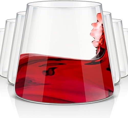 Zubebe Set of 10 Stemless Wine Glass 12 oz Glass Cups for Red & White Wine Modern Drinking Dishwasher Safe Gifts for Christmas Set Of 10