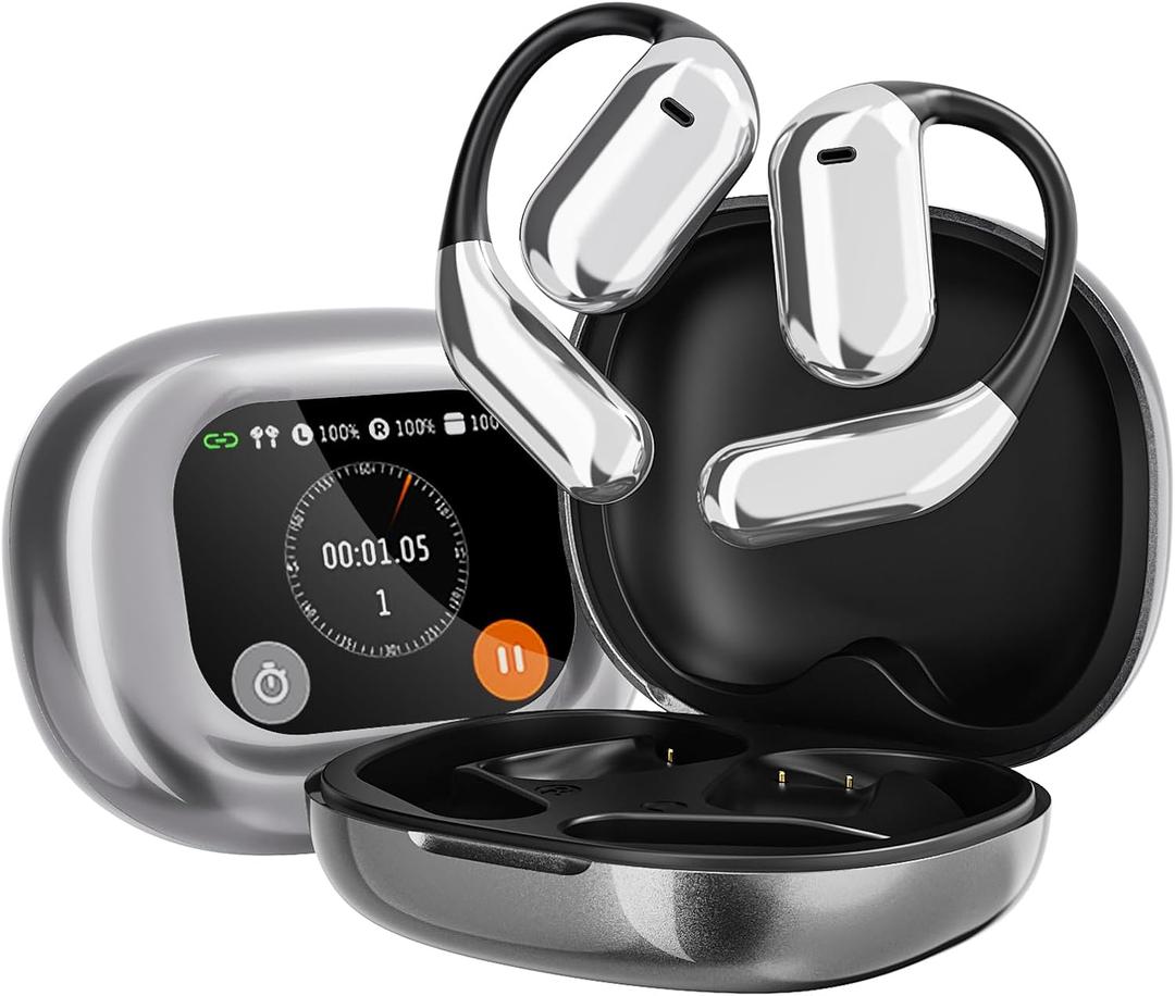 AI Language Translation Earbuds, Real-Time Headphones Translator for 144 Languages Free Lifetime, OWS LCD Touch Screen Real-Time Earphones Fit iOS and Android Ideal for Travel Business Learning