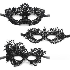 TFTSR Masquerade Masks for Women & Men - Mardi Gras & Venetian Dress Masks in Black & Gold Lace