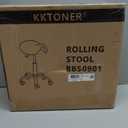 KKTONER Rolling Saddle Stool PU Leather Swivel Adjustable Rolling Stool with Wheels Salon Chair Black