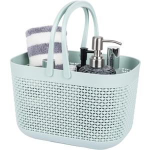 UUJOLY Plastic Organizer Storage Baskets with Handles, Shower Caddy Bins Organizer for Bathroom and kitchen (Blue) (1 Pack, Green)