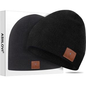 Bluetooth Beanie, Double-Layer Wool Lining Bluetooth Hat Beanie for Men/Women/Teens/Family, 20hrs Playing, Gift Packaging for Christmas Stocking Stuffers Thanksgiving (001-Black) (001-black)