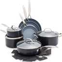 GreenPan 11 Piece Valencia Pro Ceramic Nonstick Cookware Set, PFAS-Free, Induction Ready, Hard Anodized Pots & Pans with Lids, Compatible on All Cooktops, Dishwasher & Oven Safe, Gray