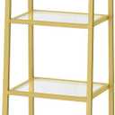 HOOBRO Gold Glass Shelf Stand, 4 Tier Standing Shelf Unit, Bathroom Organizer and Storage, Floor Storage Shelves Waterproof, for Bathroom, Laundry, Toilet, Tempered Glass, Gold GD79CJ01