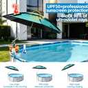 7Ft Floating Pool Umbrella for Above Ground Pool Universal, Above Ground Pool Canopy Shade Umbrellas with Black Coating, Heavy Duty Outdoor Umbrella for Pool Deck, Garden, Patio, Includes Drink Holder
