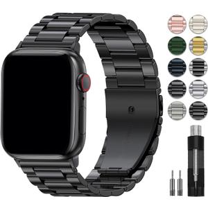 EPULY Metal Band Compatible with Apple Watch Band 45mm 44mm 42mm 49mm 46mm Men & Women, Business Stainless Steel Strap for iWatch Bands Ultra 2, SE, Ultra Series 10 (45mm 44mm 42mm 49mm 46mm(series 10), Black)