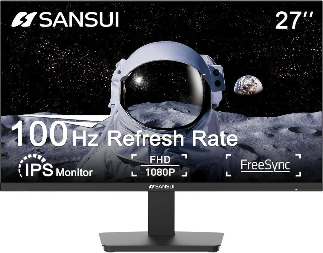 SANSUI 27-Inch IPS Monitor, 120Hz, Full HD 1920x1080, HDMI and DisplayPort, VESA Mountable (Black)