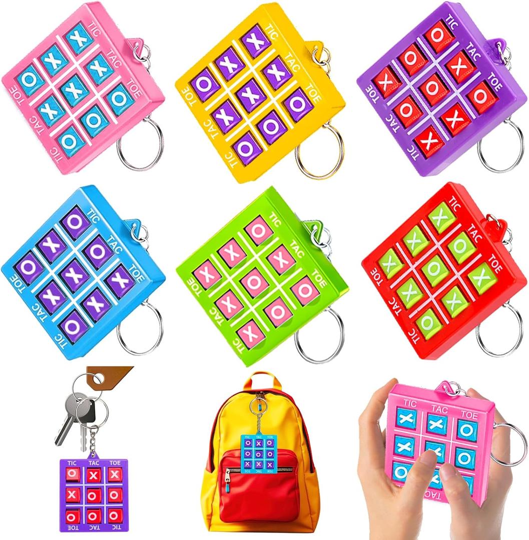 24PCS Tic Tac Toe Game Birthday Summer Party Favors Goodie Bags Stuffers for Kids 3-5 4-8 8-12 Classroom Treasure Chest Carnival Prize Box Toys Bulk Keychain Pinata Filler Return Gifts for Girl Boy