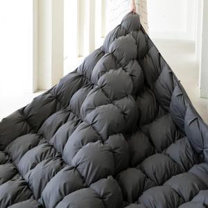 KAKABELL Pinch Pleat Goose Down Feathers Fiber Comforter Full/Queen Size All Season-Ultra Soft and Cozy Noiseless Duvet Insert with Egyptian Cotton Blend Cover,Fluffy Warm Comforter (Grey,90"X90")